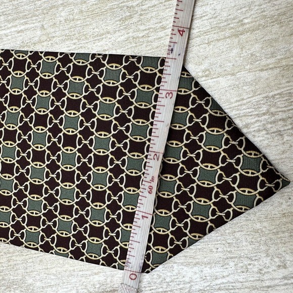 Brooks Brothers Makers 100% Silk Neck Tie Green Grown Geometric - Picture 7 of 8